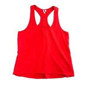 Frenchi Womens Semi-Sheer Racer Back Tank Top Red Sleeveless Blouse Large